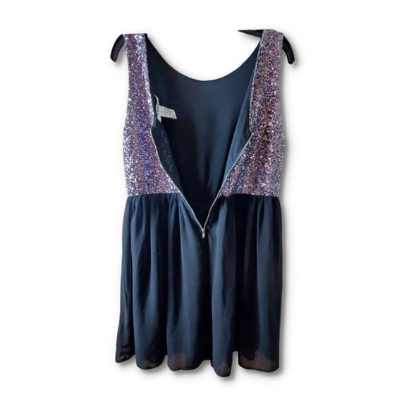 💎190 Pinky Black And Silver Sequins Sleeveless Y2K Mini Dress - Picture 7 of 8